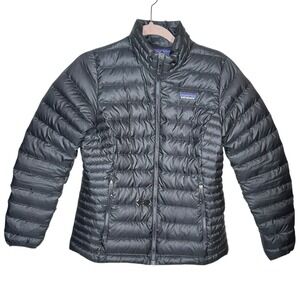 PATAGONIA FLAWED Down Jacket Women's Black Puffer Full Zip Outerwear Size Small
